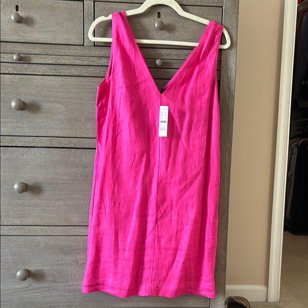 Vibrant Pink Sleeveless V-Neck Dress